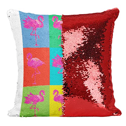 Fabulous Kissen mit Paillettenbezug Rot Mosaik aus rosa Flamingos Pop Art Bunte Pep's Moderne Tiere Fabulous Kissen mit Paillettenbezug Rot Mosaik aus rosa Flamingos Pop Art Bunte Pep's Moderne Tiere von Fabulous