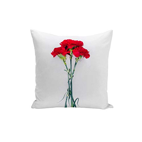 Fabulous Kissenbezug DREI rote Nelke auf weißen Hintergrund Blumen Natur Bucolic 40x40cm von Fabulous