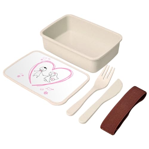 Fabulous Lunch Box Lunchbox mit Besteck, Weiß, Motiv Kinder, Brautpaar, Hochzeit, Illustration, niedlich, Papa, Mama, 700 ml von Fabulous