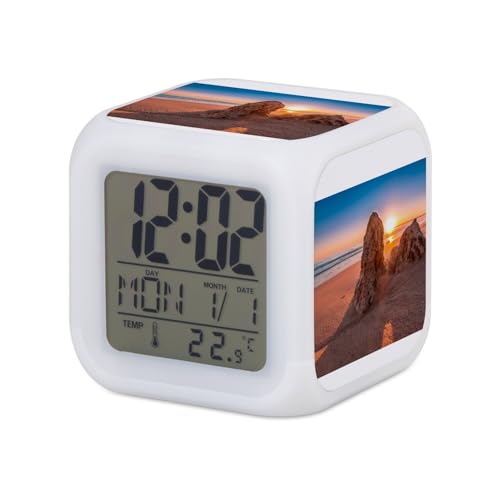 Fabulous Wecker Würfel beleuchtet Weiß – Sonnenuntergang am Strand Paradies mit Felsen – 7,8 x 7,8 x 7,8 cm – Retro-Beleuchtung mehrfarbig LED Fabulous Wecker Würfel beleuchtet Weiß – Sonnenuntergang am Strand Paradies mit Felsen – 7,8 x 7,8 x 7,8 cm – Retro-Beleuchtung mehrfarbig LED von Fabulous