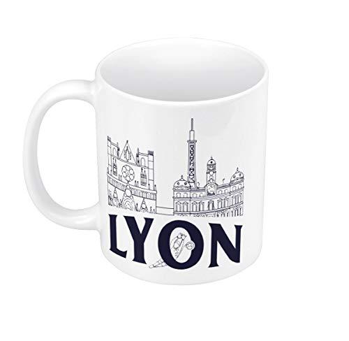 Keramische Becher 325ml Lyon Minimalist Frankreich Stadt Osten Kultur von Fabulous