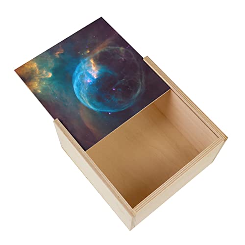 Kiste aus Holz – Planete Espace Galaxie Erde Nebel (11 x 11 x 3,5 cm) von Fabulous