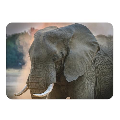 Platzset mit Unterseite aus Kork, Matriarche, Elefant, Wildleben, Afrika, Savanne – Groß 39,5 x 28,5 cm von Fabulous