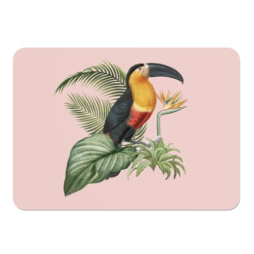 Platzset mit Unterseite aus Kork, Rosa – Ara, tropischer Vogel, exotisch, Dschungel, Tukan, Papagei, groß, 39,5 x 28,5 cm von Fabulous