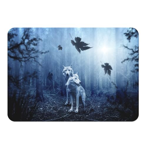 Tischset, weich, Unterseite aus Kork, Platzdeckchen, Wolfspaar, dunkler Bohrer, Wildtiere, Natur, großes Format, 39,5 x 28,5 cm von Fabulous
