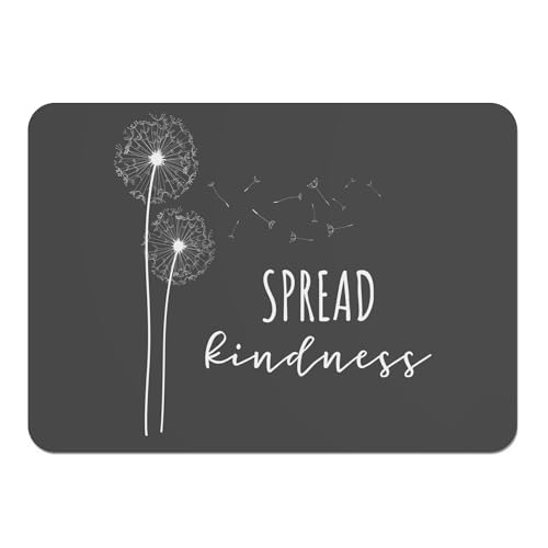 Platzsets, weich, Unterseite aus Kork, schwarze Tischsets – Spread Kindness Pflanzen Blumen Wiese Dandelion – Großes Format 39,5 x 28,5 cm, 4 Stück von Fabulous