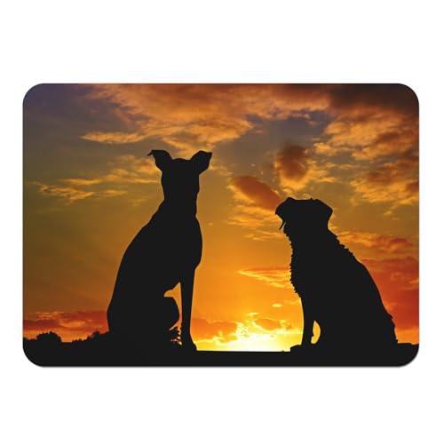 Platzsets mit Unterseite aus Kork, Motiv Freunde und Hunde, Blick auf eine Sonnenunterlage, groß, 39,5 x 28,5 cm, 4 Stück von Fabulous