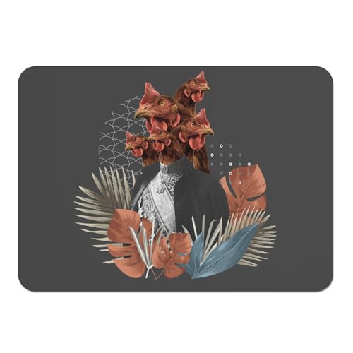 Platzsets, weich, Unterseite aus Kork, schwarze Tischsets – König Huhn Hydre Collage Art Surrealismus – Großes Format 39,5 x 28,5 cm, 4 Stück Platzsets, weich, Unterseite aus Kork, schwarze Tischsets – König Huhn Hydre Collage Art Surrealismus – Großes Format 39,5 x 28,5 cm, 4 Stück von Fabulous
