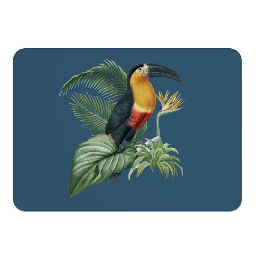 Platzsets mit Unterseite aus Kork, blau, Ara, tropischer Vogel, exotisch, Dschungel, Tukan, Papagei, groß, 39,5 x 28,5 cm, 4 Stück von Fabulous