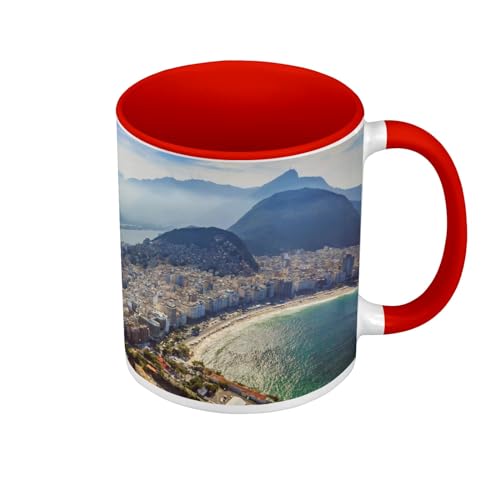 Rio de Janeiro Brasilien Tasse mit farbigem Henkel und farbigem Innenfutter, Rot von Fabulous