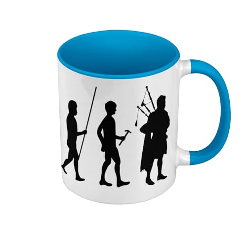 Tasse, Farbe Premium-Qualität, Blau – Evolution Dudelsack Irland Instrument Musiker – Tasse mit Henkel und farbigem Innenfutter von Fabulous