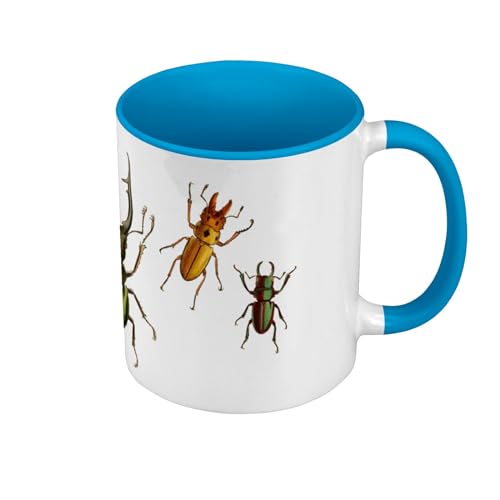 Fabulous Tasse, Farbe Premium Qualität, Blau – Käfer Planches Insekten, Biologie, antike Illustration – Tasse mit Henkel und farbigem Innenfutter von Fabulous