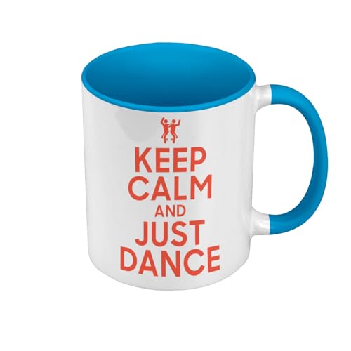 Tasse, Farbe Premium-Qualität, Blau – Keep Calm and Just Dance Parodie England Tanz – Tasse mit Henkel und farbigem Innenfutter von Fabulous