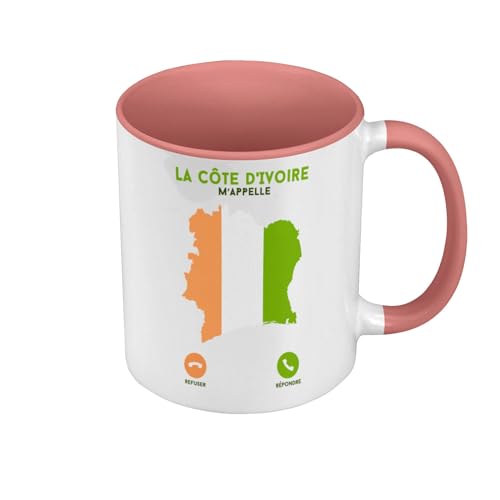 Tasse, Farbe Premium Qualität, Rosa – La Côte d'Ivoire M'Appelle Voyage Passion Culture – Tasse mit Henkel und farbigem Innenfutter von Fabulous