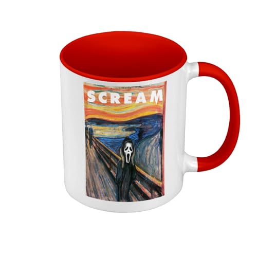 Tasse, Farbe Premium Qualität, Rot – Scream Ghostface Munch Parodie Film Painting Art – Tasse mit Henkel und farbigem Innenfutter Tasse, Farbe Premium Qualität, Rot – Scream Ghostface Munch Parodie Film Painting Art – Tasse mit Henkel und farbigem Innenfutter von Fabulous