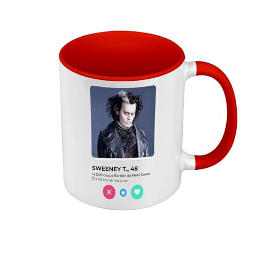 Tasse, Farbe Premium Qualität, Rot – Sweeney Todd Barbier Netzwerk Social Rencontre Amour – Tasse mit Henkel und farbigem Innenraum von Fabulous