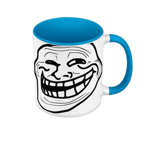 Fabulous Tasse, hochwertig, Blau – Troll Face Ugly Fun Meme Internet Witz – Tasse mit Henkel und farbigem Innenfutter von Fabulous