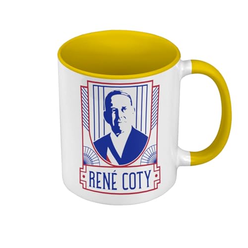 Tasse, hochwertig, Gelb – René Coty Style Politique Chic Luxe France – Tasse mit Henkel und farbigem Innenfutter von Fabulous