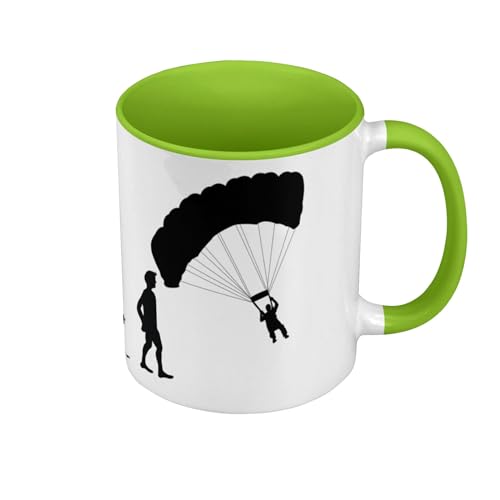 Tasse Farbe Premium Grün – Evolution Paragliding Sport Athlet Fallschirm – Tasse mit Henkel und farbigem Innenfutter von Fabulous