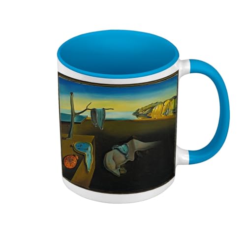 Fabulous Tasse Farbe Premium Qualität Blau – Salvadore Dali Persistenz de la Memoire Surrealismus Malerei – Tasse mit Henkel und farbigem Innenraum von Fabulous