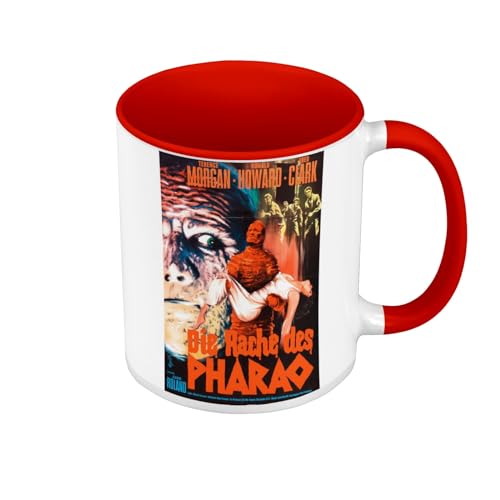 Tasse Farbe Premium Qualität Rot - Der Rachen des Pharao Altes Deutsches Filmposter Retro Poster Kino Vintage Horror - Tasse mit Henkel und farbigem Innenraum von Fabulous