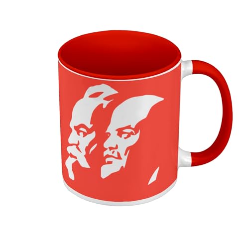 Tasse Farbe Premium Qualität Rot – Lenine Marx Kommunist Revolution UdSSR Russland – Tasse mit Henkel und farbigem Innenfutter von Fabulous