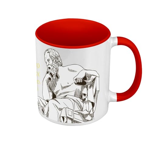 Tasse Farbe Premium Qualität Rot – The Secret of Change Socrates Quote Wisdom Philosophy Inspire – Tasse mit Henkel und farbigem Innenfutter von Fabulous