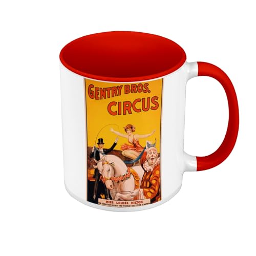 Tasse Farbe Premium Qualität Rot - Zirkus Gentry Circus Altes Poster Retro Poster Trend Original Clowns Magie - Tasse mit Henkel und farbigem Innenraum von Fabulous