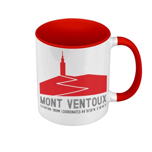 Fabulous Tasse Farbe Premium Qualität rot – Mont Ventoux Fahrrad Frankreich Radtour – Tasse mit Henkel und farbigem Innenfutter von Fabulous