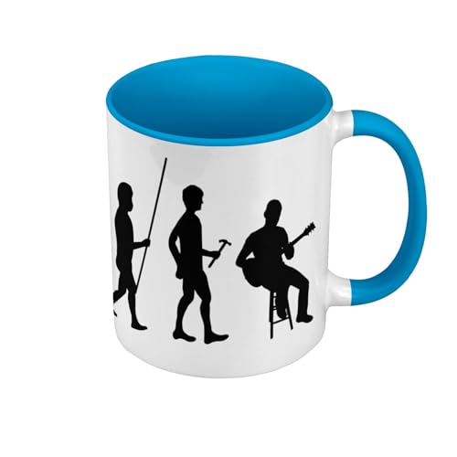 Tasse in Premium-Qualität, Blau – Evolution Akustikgitarre / Musikinstrument – Tasse mit Henkel und farbigem Innenraum von Fabulous