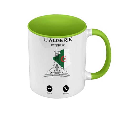 Tasse in Premium-Qualität, Grün – L'Algerien M'Appelle Culture Erbe Tourismus – Tasse mit Henkel und farbigem Innenraum von Fabulous