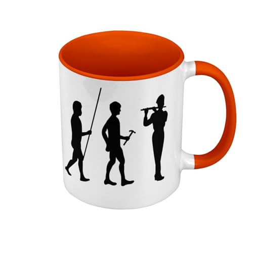 Tasse in Premium-Qualität, Orange – Evolution Querflöte Musik Instrument Musiker – Tasse mit Henkel und farbigem Innenfutter von Fabulous