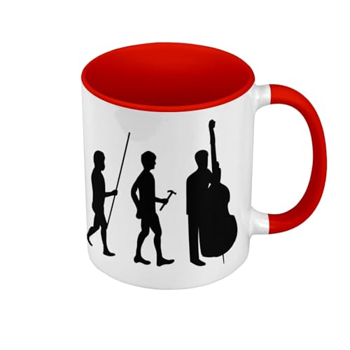 Tasse in Premium-Qualität, Rot – Kontrabass Jazz Musikinstrument – Tasse mit Henkel und farbigem Innenfutter von Fabulous