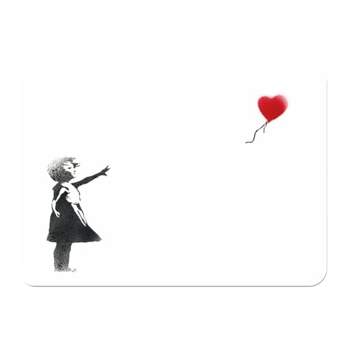 Tischset mit Unterseite aus Kork, Banksy, Ballon, Rot, Herzmotiv, für Kinder, groß, 39,5 x 28,5 cm von Fabulous