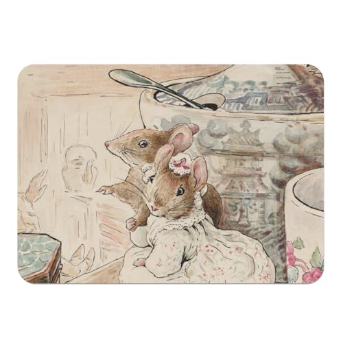 Tischset mit Unterseite aus Kork, Familie, Maus, Tea, Party, Illustration für Kinder, Beatrice Potter, groß, 39,5 x 28,5 cm von Fabulous