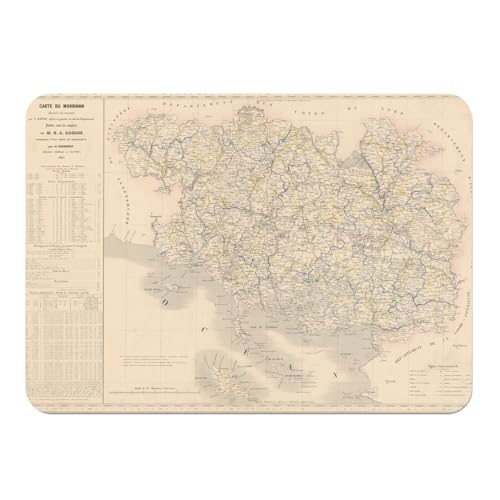 Tischset mit Unterseite aus Kork 56 Morbihan, Bretagne, Département Landkarte, Frankreich, Region, groß, 39,5 x 28,5 cm von Fabulous