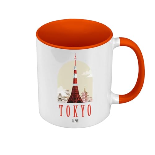 Tokyo Japan Illustration City Travel Urlaub Tasse mit Henkel und farbigem Innenfutter von Fabulous