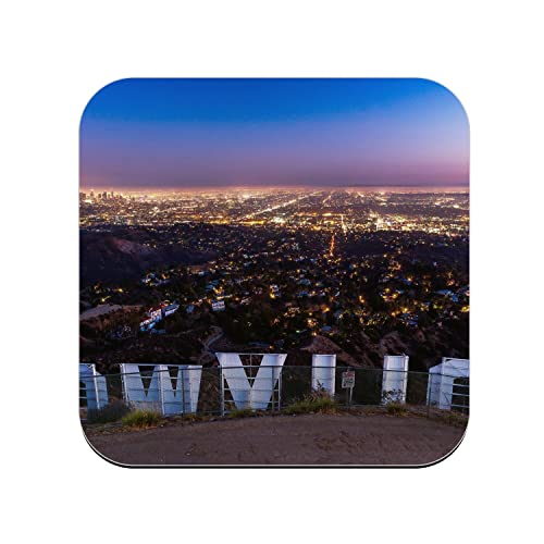 Untersetzer aus Kork – Blick auf Los Angeles aus Hollywood Cinema Stadt USA – 1 Stück (95 x 95 mm) von Fabulous