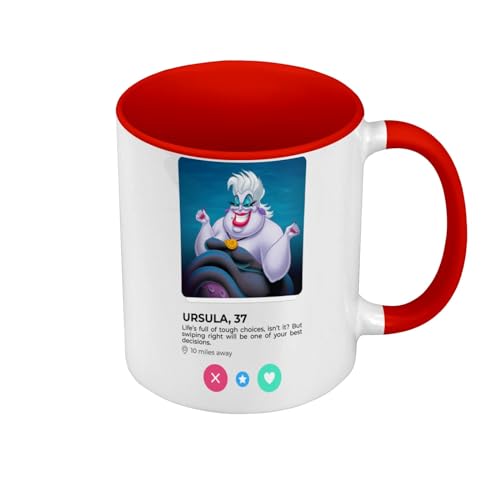 Ursula Mermaid Social Network Meeting Love Tasse mit Henkel und farbigem Innenfutter, Rot von Fabulous