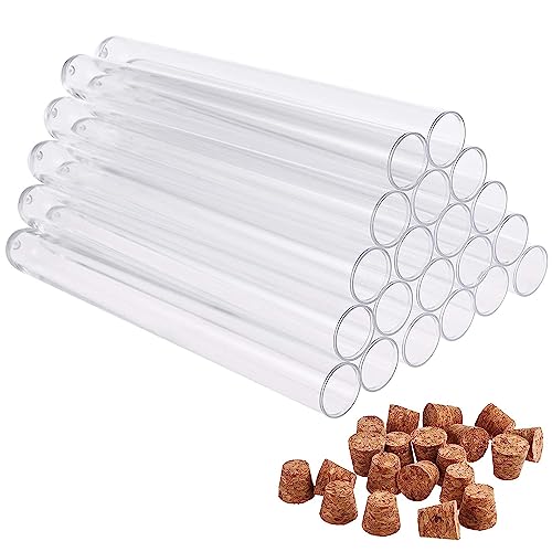 Faburo 20 Stück Reagenzgläser Kunststoff Transparent Reagenzgläser Reagenzglas mit Korken (150 x16 mm) 20 ml von Faburo