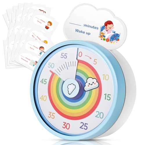 Faburo Visueller Timer Kinder, 60 Minuten Time Timer für Kinder und Erwachsene, Regenbogenmuster Eieruhr für Küche Schule Büro, Schreibtisch Zeitmanagement Tools mit Leisem Betrieb von Faburo