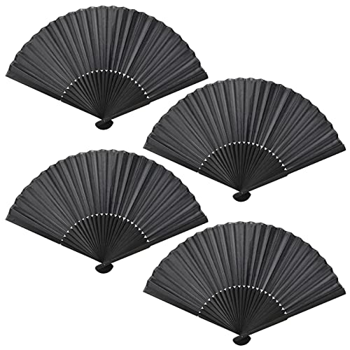 faburo 4 x Fächer, faltbar, Bambus, Fächer, klassisch, klein, faltbar, für Hochzeit, Party, Geschenk, Dekoration von Faburo