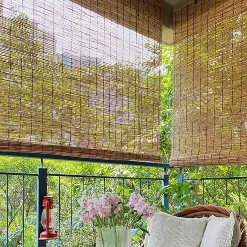 Bambusrollo Rollos Bambus Natürliches Bambus Raffrollo Jalousine 60 70 80 90 100 110 120 130 140cm Breite Sonnenschutz Sichtschutz Wasserdicht Bambus Rollo Für Garten Terrasse Balkon Anpassbar von FaccioneerZ