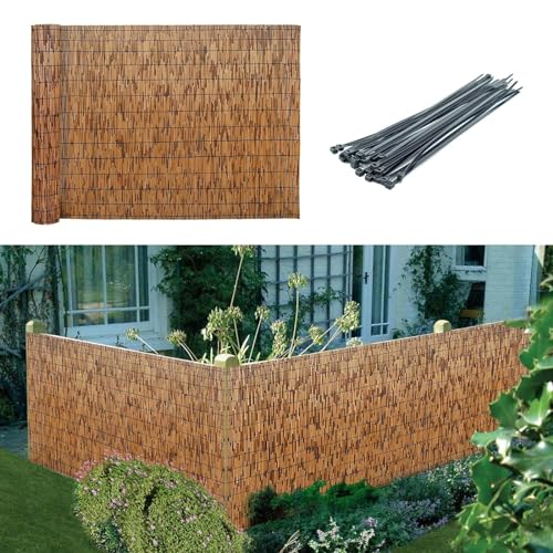 Schilfrohrzaun Balkon Sichtschutz 50x300cm 60x400cm 70x500cm 80x600cm 90x700cm 100x800cm Bambuszaun Dekorative Zäune Mit 100 Reißverschlussbändern Für Garten Veranda Im Freien Hinterhof Terrasse (Siz von FaccioneerZ