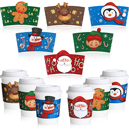 120 Stück Weihnachten Kaffee Tee Tasse Hüllen Einweg Wellpappe Becher Hülsen für 12 Unzen 16 Unzen Pappbecher Schneemann Tassen Hüllen für Schokolade Kakao (Keine Tassen Enthalten) von Faccito