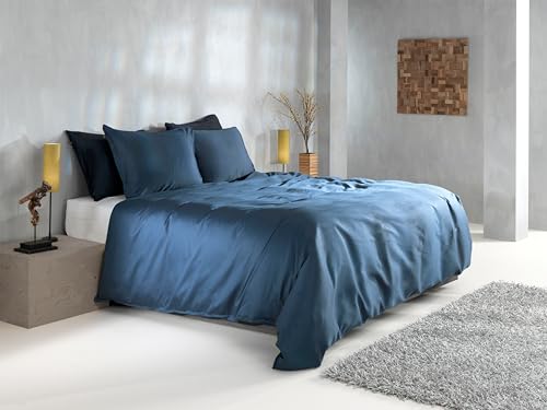 Face2Face F2F Bettwäsche Baumwolle Satin Uni Navy Blue 155x220 + 80x80 cm von Face2Face