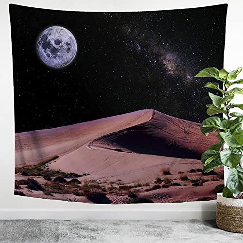 Dunkle Wüsten-Wandteppich, Nachtlandschaft, einfacher Wandbehang, schwarz, Dekor für Schlafzimmer, Wohnzimmer, Wohnheim, 150 x 150 cm, Farbe: dunkle Wüste von FaceYee