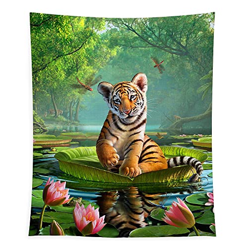 FaceYee Tiger Tapisserie Wandbehang Wandteppich Wandteppich Kunst Dekor Hängen Sie das Tuch 150 x 200 cm, Farbe: Tiger von FaceYee