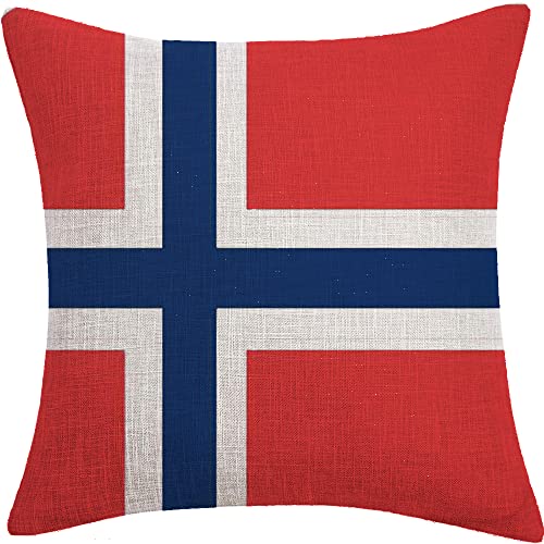 Flagge von Norwegen, Kissenbezug, abnehmbar, 45 x 45 cm, Washington DC Lover Dekor, doppelseitig, Farbe: Flagge von Norwegen von FaceYee