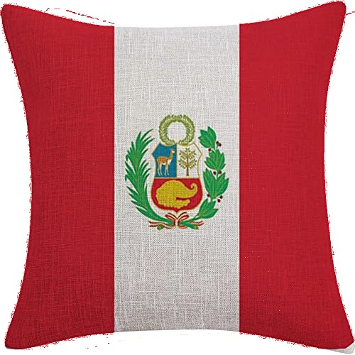 Flagge von Peru, Kissenbezüge, 45 x 45 cm, quadratisch, Peru-Dekor, abnehmbar, doppelseitig, Farbe: Flagge von Peru von FaceYee